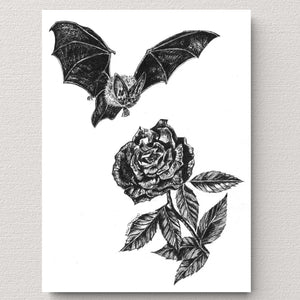 Bat & Rose Fine Art Print