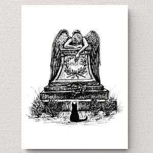 Weeping Angel - Black Cat Art Print