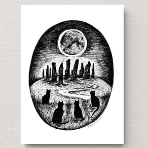 Moon Ritual - Black Cat Fine Art Print