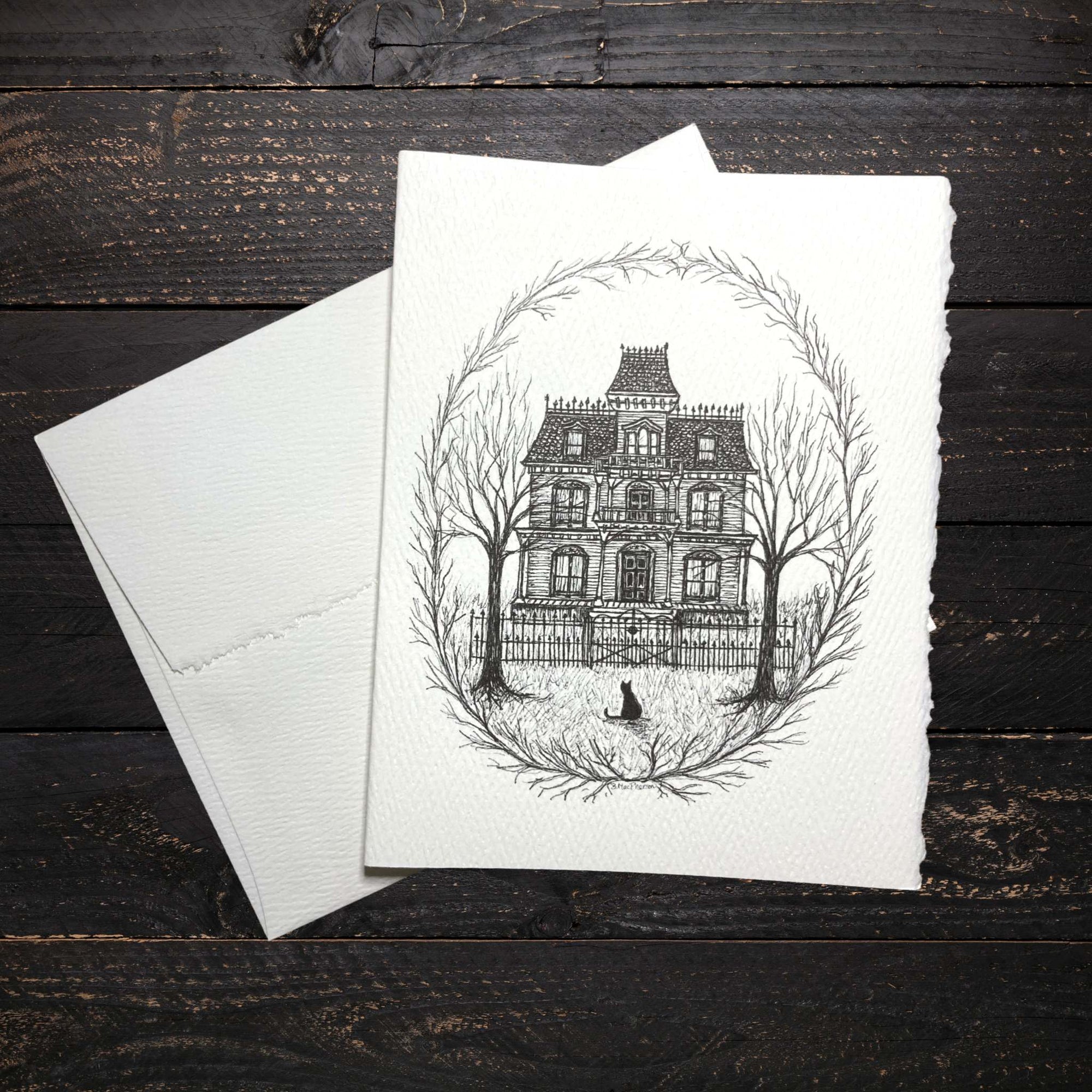 Black Cat & Victorian House Notecard Set