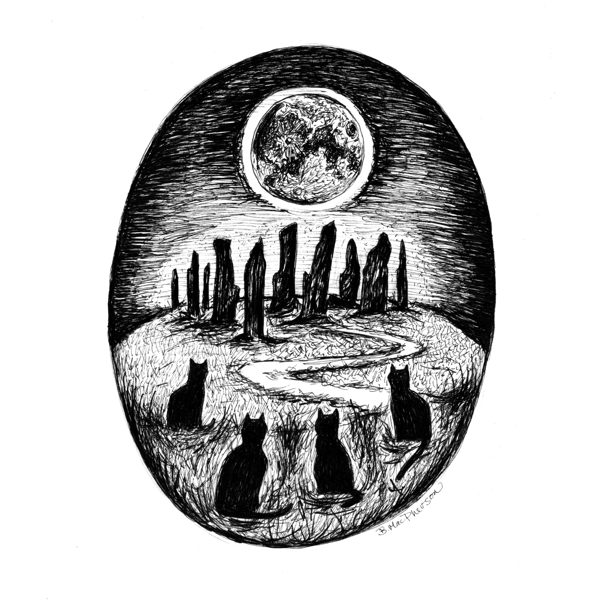 Stone Circle -Black Cat Fine Art Print