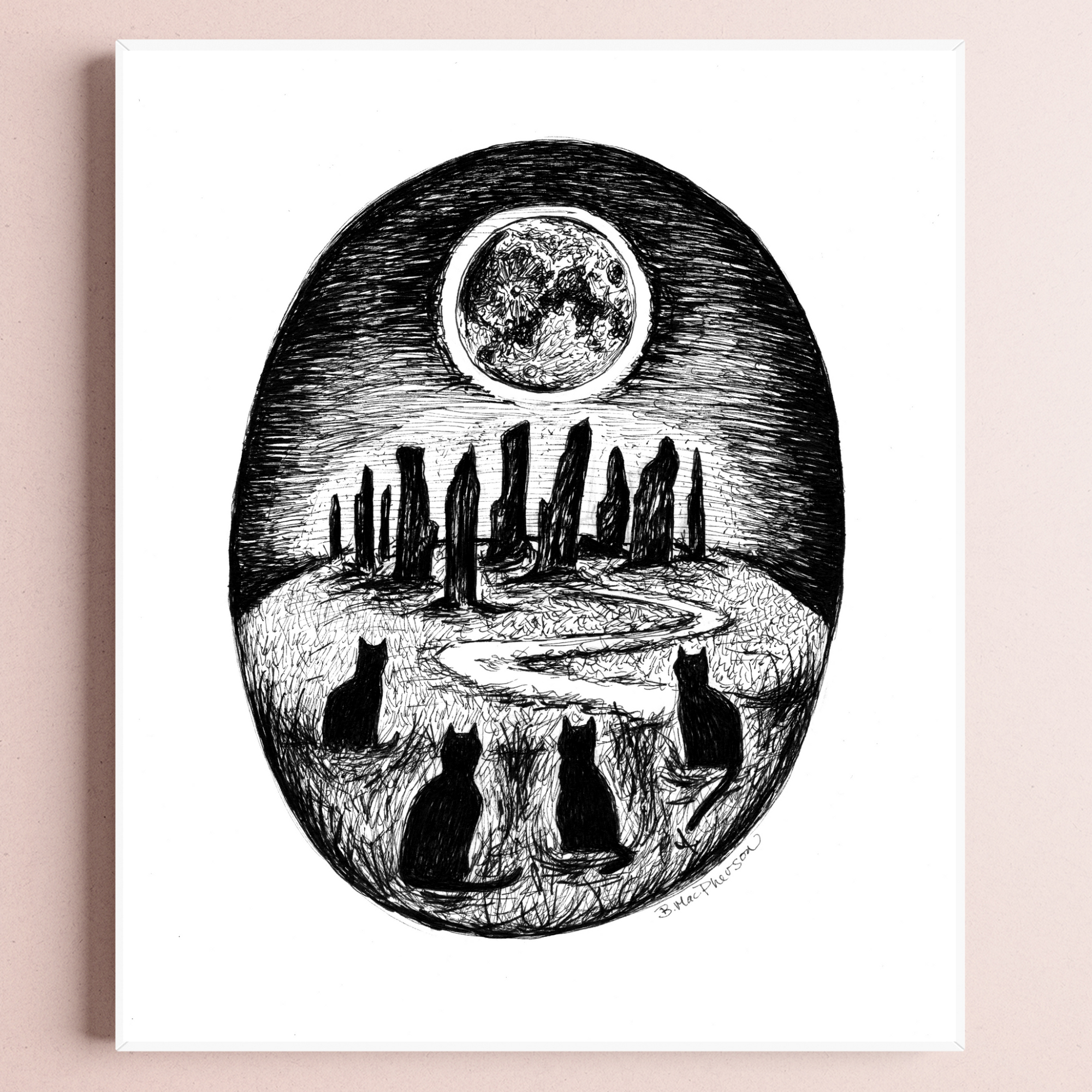 Stone Circle -Black Cat Fine Art Print