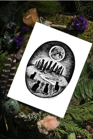 Moon Ritual - Black Cat Fine Art Print