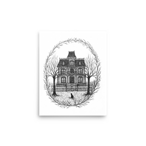 Victorian House -Black Cat Fine Art Print