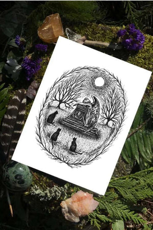 Grief and Comfort - Black Cat Fine Art Print