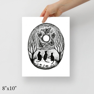 Moth Dance - Black Cat Fine Art Print