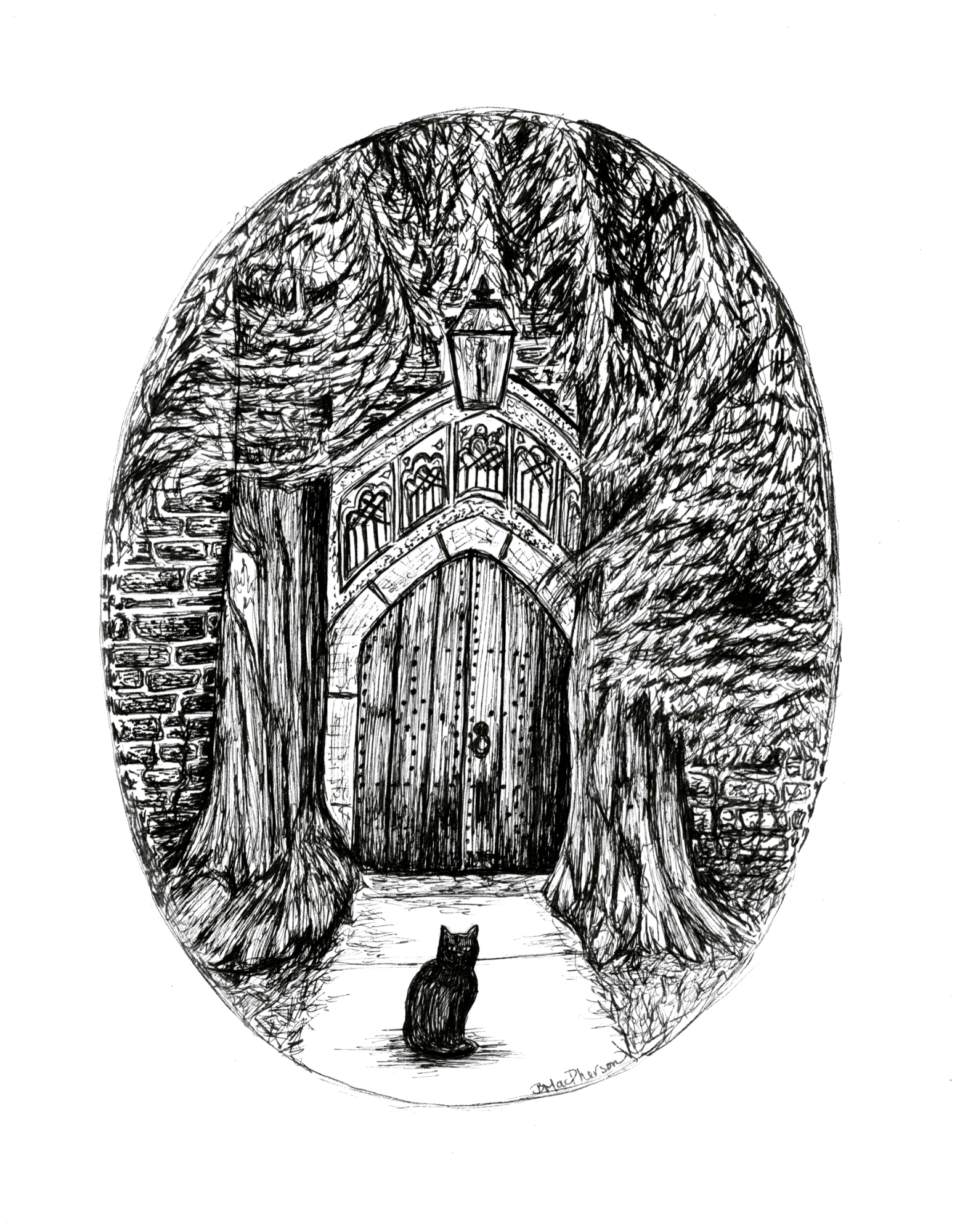Sacred Guardian - Black Cat Art Print