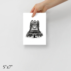 Black Cat and Weeping Angel Fine Art Print