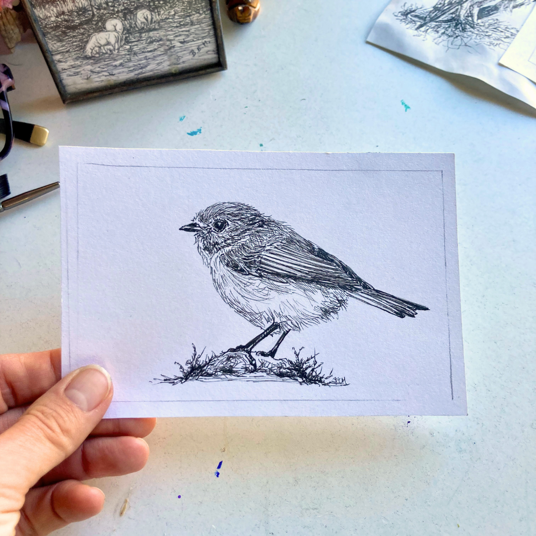 American Bushtit - Original Pen & Ink Illustration