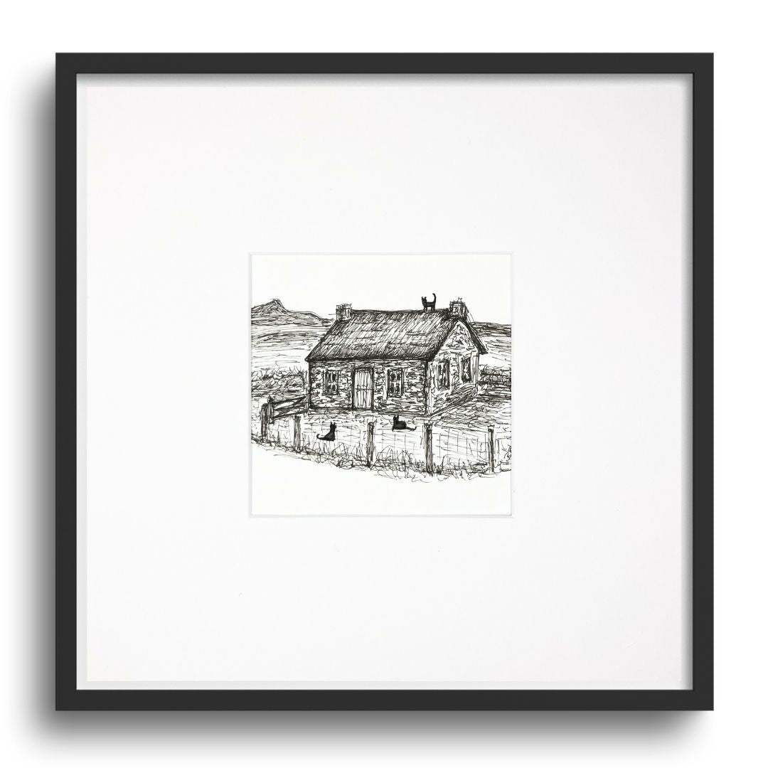 Cottage Cats - Pen & Ink Illustration