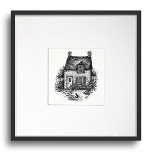 Stone Cottage Cat - Pen & Ink Illustration