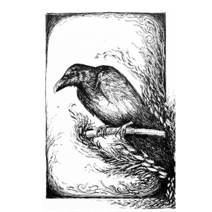 Crow Wisdom - Original 5x7 Pen & Ink Illustration