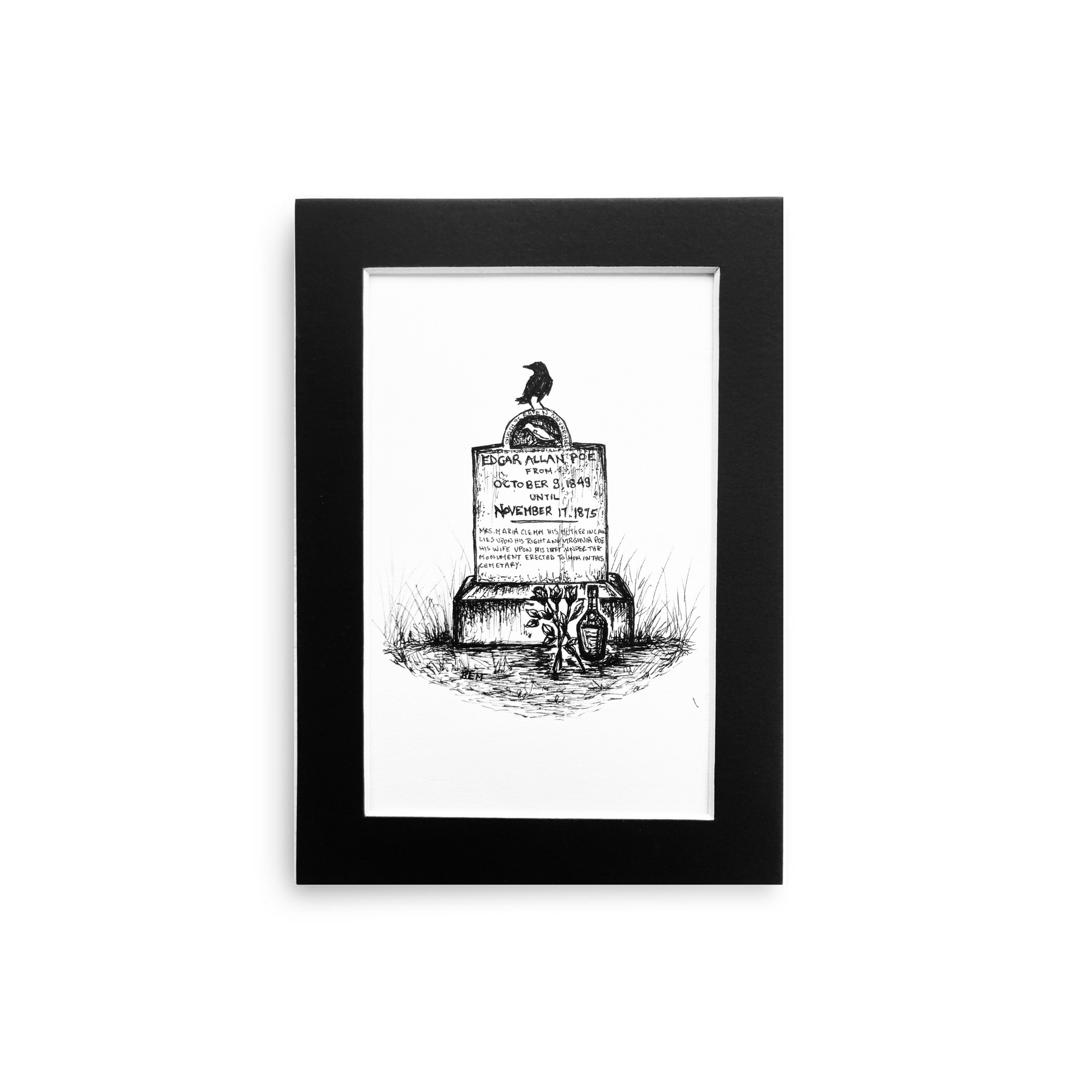 Grave of Edgar Allan Poe- Original Pen & Ink Illustration