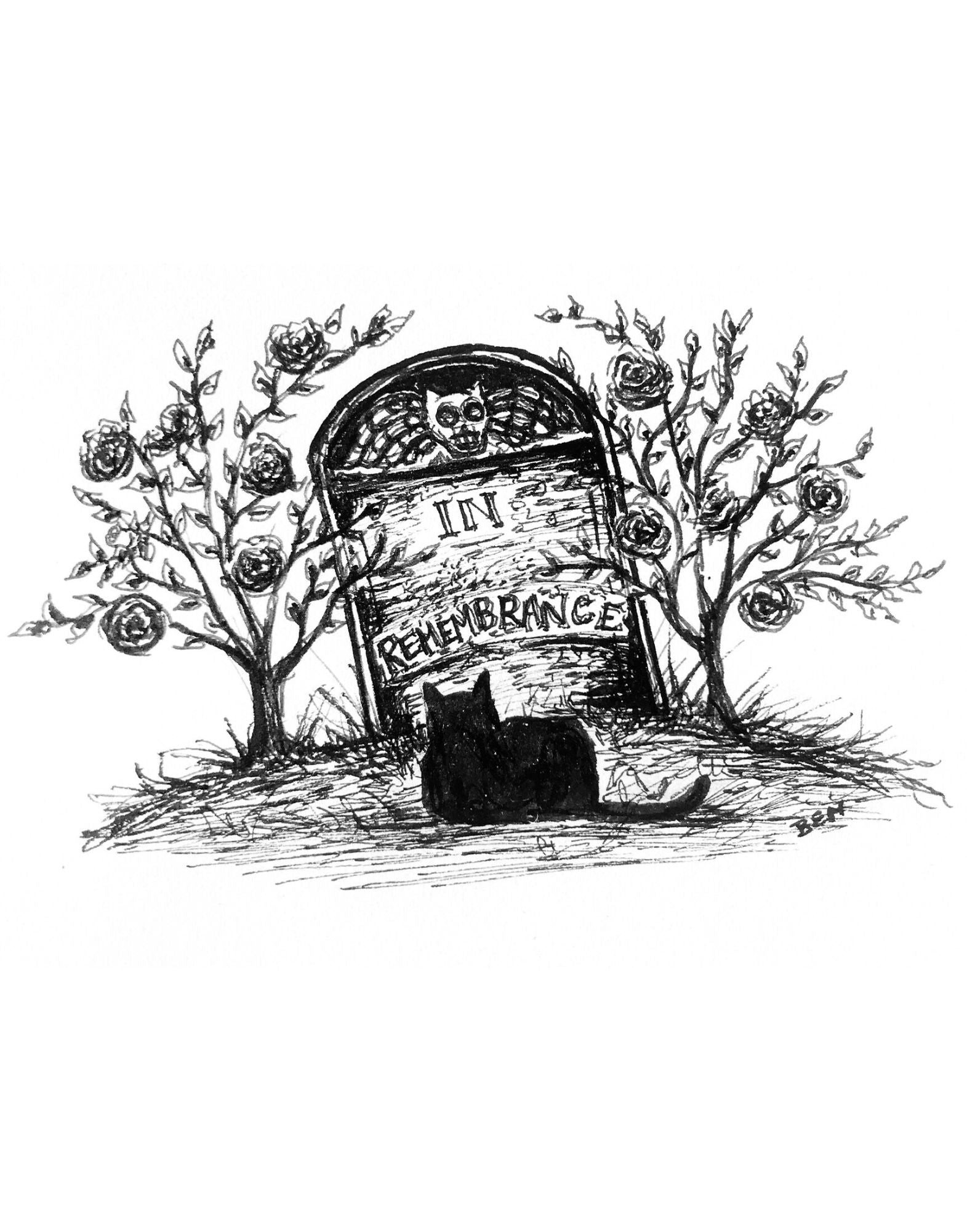 In Remembrance - Black Cat Fine Art Print