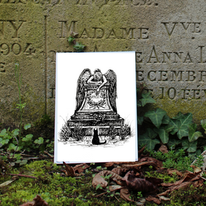 Black Cat and Weeping Angel Fine Art Print