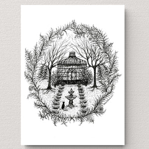 Greenhouse Conservatory - Black Cat Fine Art Print