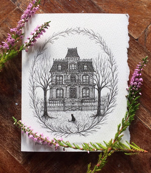 Black Cat & Victorian House Notecard Set